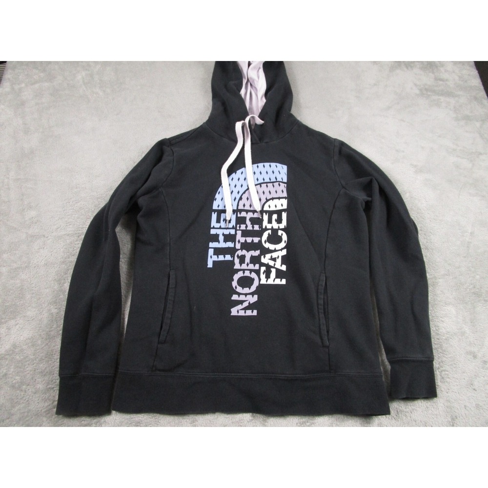 North Face Sweater Womens Medium Black Hoodie Pullover Logo‎ Outdoor Fleece